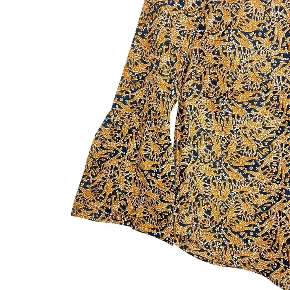 J. Crew Giraffe Print 3/4 Bell Sleeve Top Size 00